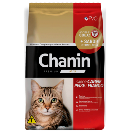 Ração Chanin Mix Para Gatos Sabor Carne, Peixe & Frango 1kg