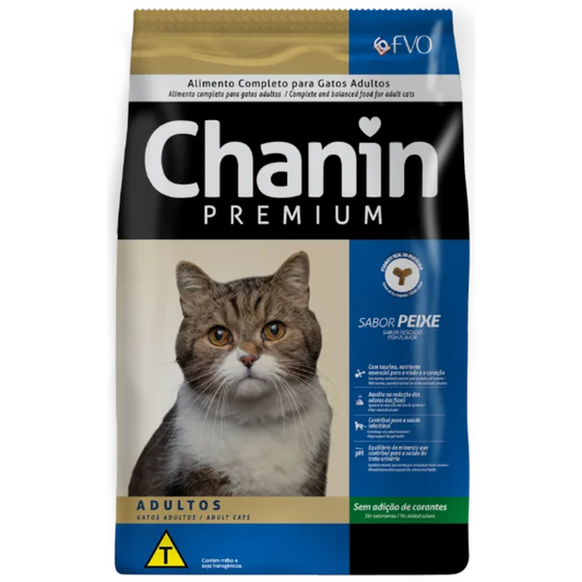 Ração Chanin Natural Sabor Peixe Para Gatos Adultos 25kg