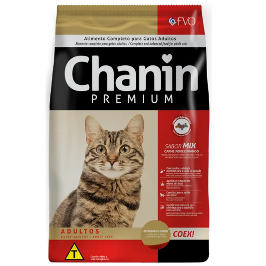 Ração Chanin Mix Com Corante Sabor Carne, Peixe E Frango Para Gatos Adultos 10,1kg