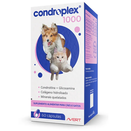 Condroplex 1000 - Suplemento Avert Para Cães E Gatos Com 60 Capsulas