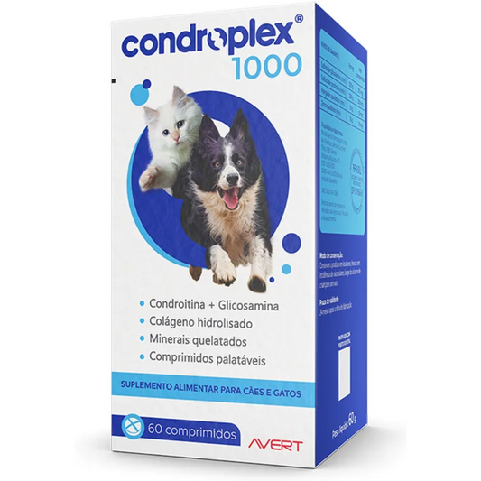 Condroplex 1000 - Suplemento Avert Para Cães E Gatos 60 Comprimidos
