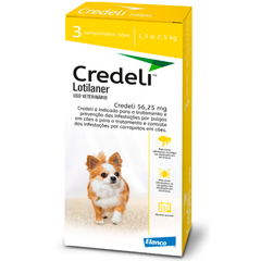 Antipulgas Credeli 56,25mg Para Cães De 1,3 A 2,5kg Com 3 Comprimidos