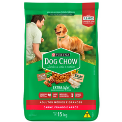 Ração Cão Adulto Raças Médias Dog Chow Sabor Carne, Frango E Arroz 15kg