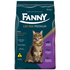 Ração Fanny Cat Mix C/ Corante Sabor Carne, Frango E Peixe Para Gatos Adultos 25kg
