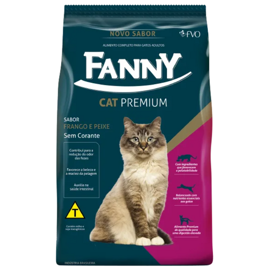 Ração Fanny Cat S/ Corante Sabor Frango E Peixe Para Gatos Adultos 10kg