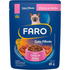 Ração Úmida Faro Carne Ao Molho Para Gatos Filhotes