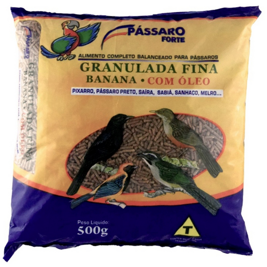 Ração Granulada De Banana Fina Com Óleo Pássaro Forte 500gr