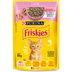 Ração Úmida Friskies Sachê Sabor Carne Ao Molho Para Gatos Filhotes 100gr