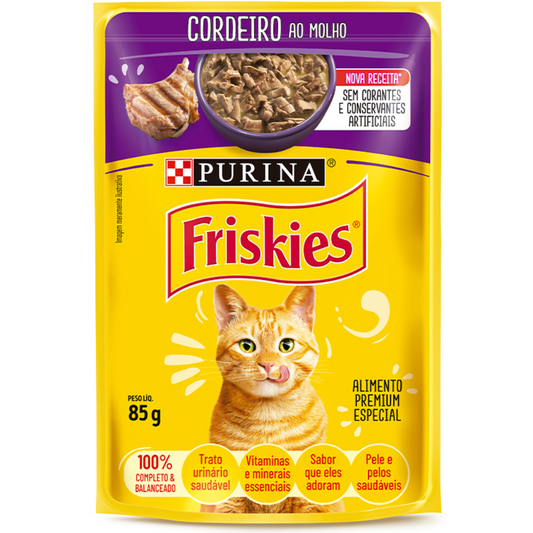 Ração Úmida Friskies Sachê Sabor Cordeiro Ao Molho Para Gatos Adultos 100gr