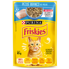 Ração Úmida Friskies Sachê Sabor Peixe Branco Ao Molho Para Gatos Adultos 100gr