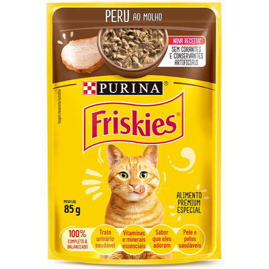 Ração Úmida Friskies Sachê Sabor Peru Ao Molho Para Gatos Adultos 100gr