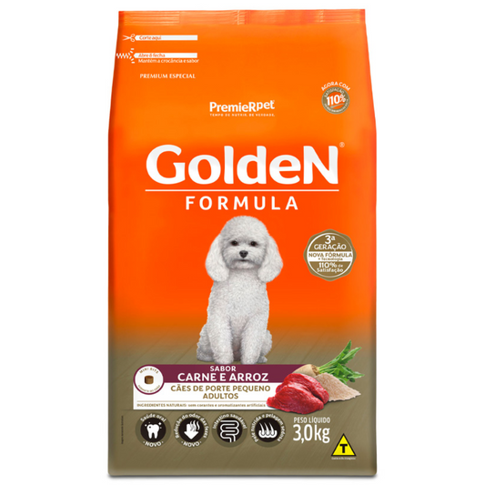 Ração Golden Fórmula Para Cães Adultos De Porte Pequeno Sabor Carne E Arroz 3kg