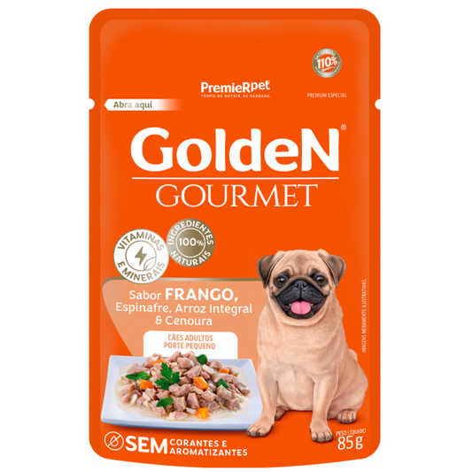 Ração Úmida Golden Gourmet Sachê Para Cães Adultos Raças Pequenas Sabor Frango 85gr
