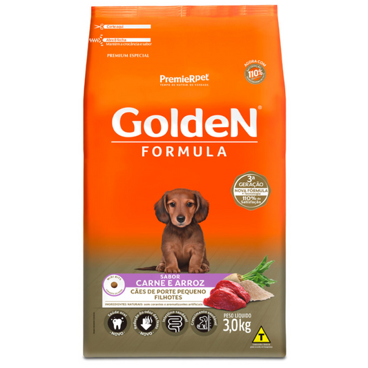 Ração Golden Fórmula Para Cães Filhotes De Porte Pequeno Sabor Carne E Arroz 3kg