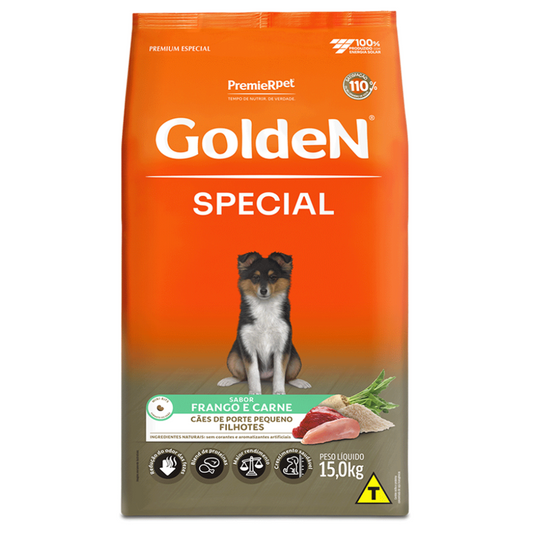 Ração Golden Special Para Cães Filhotes Raças Pequenas Sabor Carne E Frango 15kg
