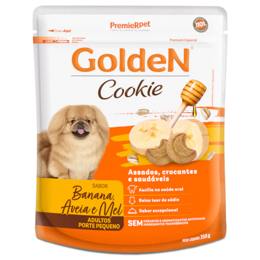 Biscoito Golden Sabor Banana Com Aveia E Mel Para Cães Adultos De Porte Pequeno 350gr