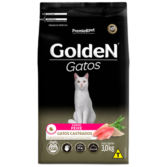Ração Golden Para Gatos Adultos Castrados Sabor Peixe 3kg