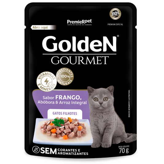 Ração Úmida Golden Gourmet Sachê Para Gatos Filhotes Sabor Frango 70gr