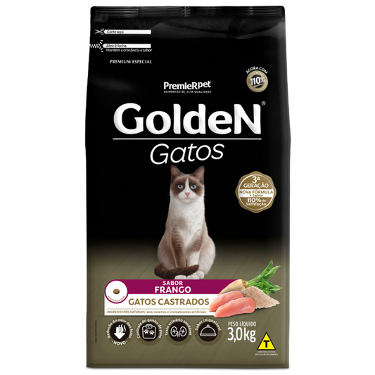 Ração Golden Para Gatos Adultos Castrados Sabor Frango 3kg