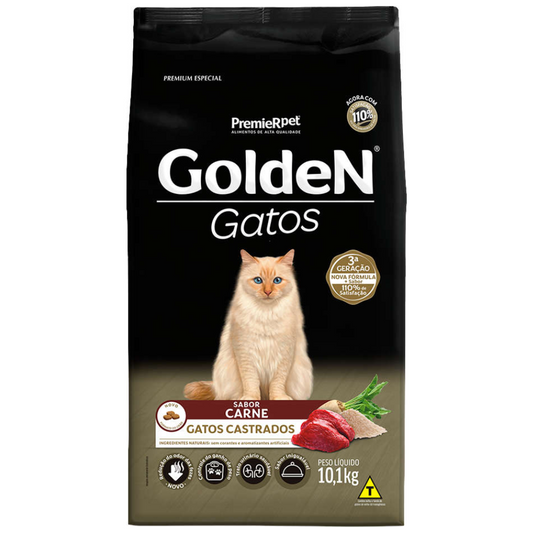 Ração Golden Para Gatos Castrados Sabor Carne 10,1kg