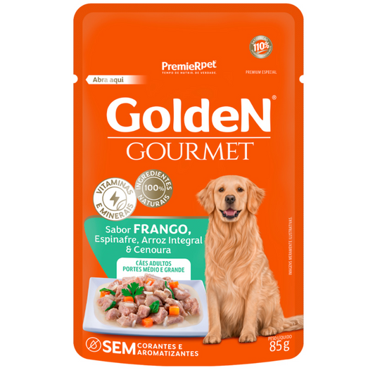 Ração Úmida Golden Gourmet Sachê Para Cães Adultos Sabor Frango 85gr