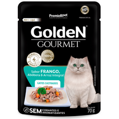 Ração Úmida Golden Gourmet Sachê Para Gatos Castrados Sabor Frango 70gr