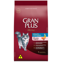 Ração Gran Plus Menu Para Gatos Adultos Castrados Sabor Salmão E Arroz 10 Kg