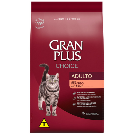 Ração Gran Plus Choice Para Gatos Adultos Sabor Carne E Frango 10 Kg