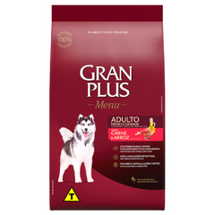 Ração Gran Plus Menu Para Cães Adultos De Porte Médio E Grande Sabor Carne E Arroz 15 Kg