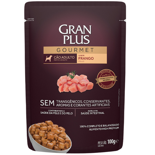 Ração Úmida Granplus Sachê Gourmet Frango Para Cães Adultos 100gr