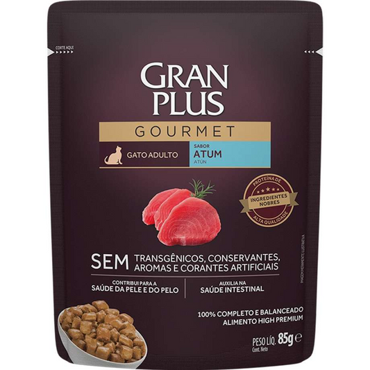 Ração Úmida Granplus Gourmet Sachê Para Gatos Adultos Sabor Atum 85gr