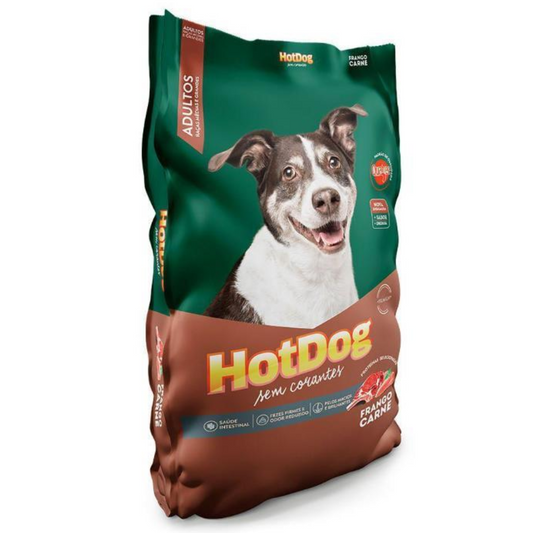 Ração Hot Dog Sem Corantes Para Cães Adultos Sabor Frango E Carne 15kg