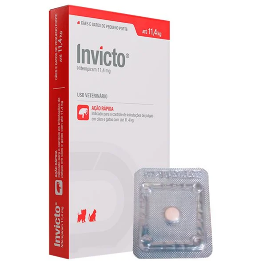 Antipulgas Invicto Cães E Gatos Até 11,4kg Com 1 Comprimido