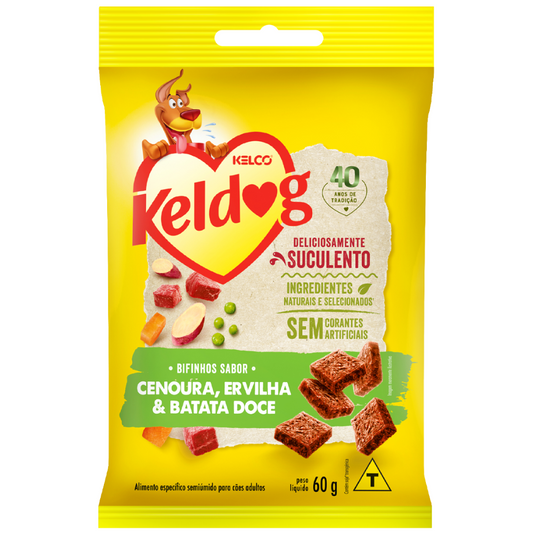 Petisco Keldog Bifinho Para Cães Sabor Cenoura, Ervilha & Batata Doce 60gr