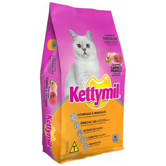 Ração Kettymil Gourmet Para Gatos Adultos Sabor Carne E Frango 25kg