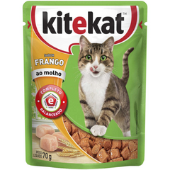 Ração Úmida Kitekat Sachê Sabor Frango Ao Molho Para Gatos Adultos 70gr