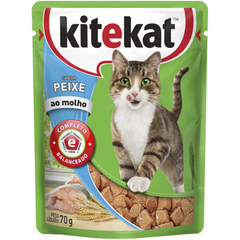 Ração Úmida Kitekat Sachê Sabor Peixe Ao Molho Para Gatos Adultos 70gr