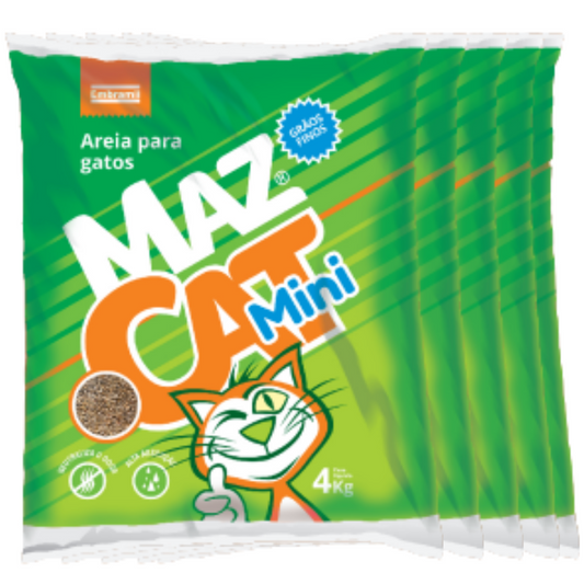 Areia Higiênica Maz Cat Mini Fardo Com 5 Unidades De 4kg