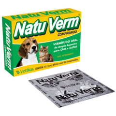 Vermífugo Natuverm Com 4 Comprimidos Para Cães E Gatos