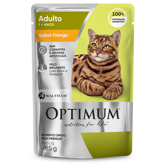 Ração Gato Optimum Sachê Adulto Frango 85g