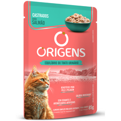 Ração Úmida Origens Para Gatos Castrados Sabor Salmão 85g
