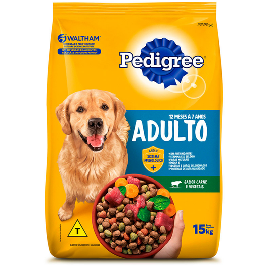 Ração Pedigree Para Cães Adultos Sabor Carne E Vegetais 15kg
