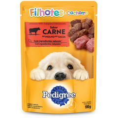 Ração Úmida Pedigree Sachê Sabor Carne Ao Molho Para Cães Filhotes 100gr