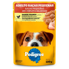 Ração Úmida Pedigree Sachê Sabor Frango Ao Molho Para Cães Adultos De Raças Pequenas 100gr