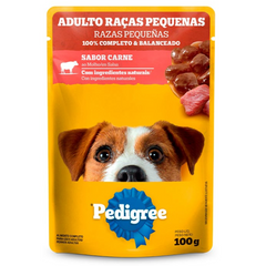 Ração Úmida Pedigree Sachê Sabor Carne Ao Molho Para Cães Adultos De Raças Pequenas 100gr