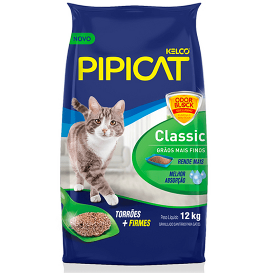 Areia Higiênica Para Gatos Pipicat Classic 12kg