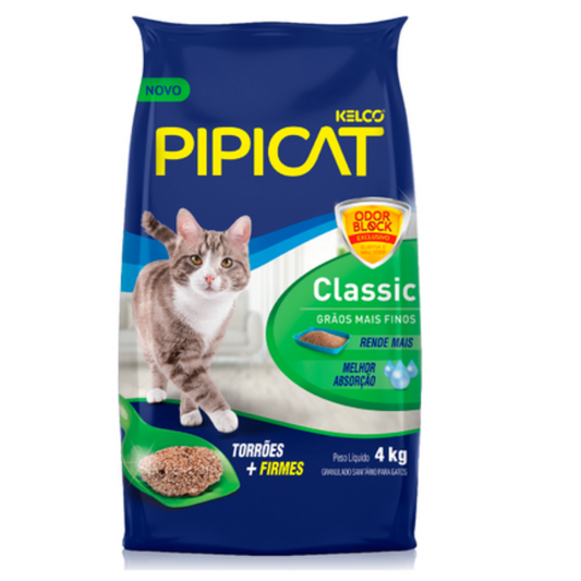 Areia Higiênica Para Gatos Pipicat Classic 4kg