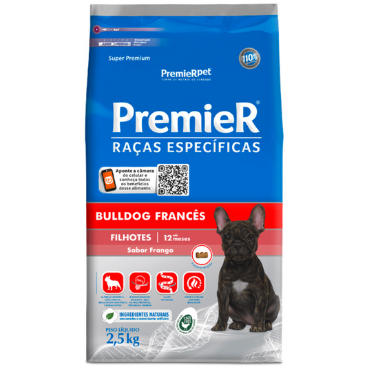 Ração Premier Raças Específicas Para Bulldog Francês Filhote Sabor Frango 2,5kg