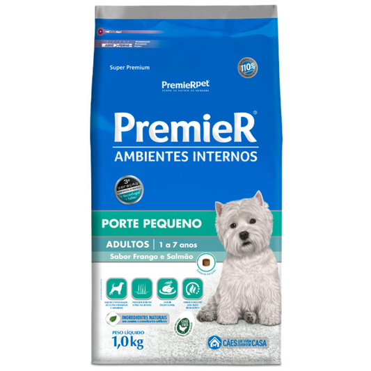 Ração Premier Ambientes Internos Cães Adultos Raças Pequenas Frango E Salmão 1 Kg