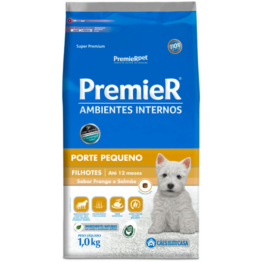Ração Premier Ambientes Internos Cães Filhotes Raças Pequenas 1 Kg